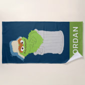 Oscar de Grouch Trash Can Lean | Jouw namen toevoe Strandlaken (Voorkant)