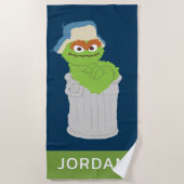 Oscar de Grouch Trash Can Lean | Jouw namen toevoe Strandlaken (Voorkant)