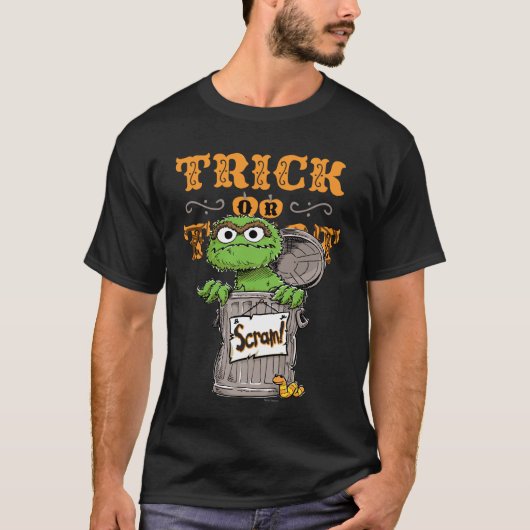 Oscar de Grouch - Trick or treat, Scram! T-shirt (Voorkant)