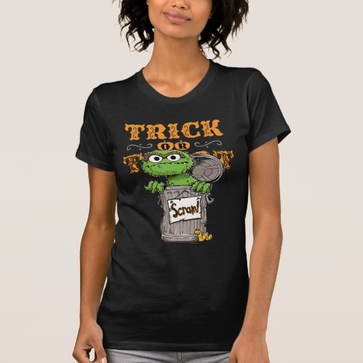 Oscar de Grouch - Trick or treat, Scram! T-shirt (Voorkant)