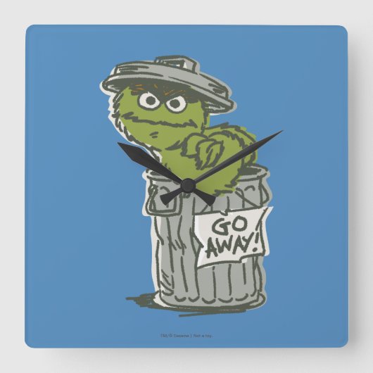 Oscar de Grouch Vintage 2 Vierkante Klok (Voorkant)