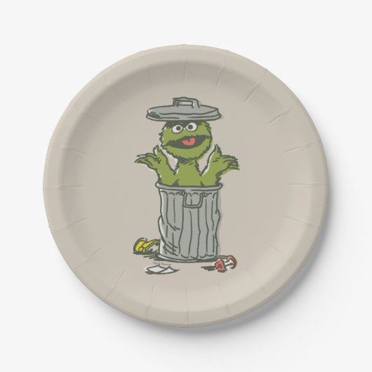 Oscar de Grouch Vintage Papieren Bordje (Voorkant)