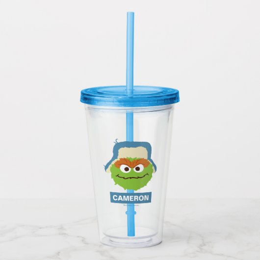 Oscar de Grouch Woodland Face | Jouw namen toevoeg Acryl Drinkbeker (Voorkant)