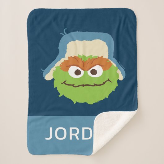 Oscar de Grouch Woodland Face | Jouw namen toevoeg Sherpa Deken (Voorkant)