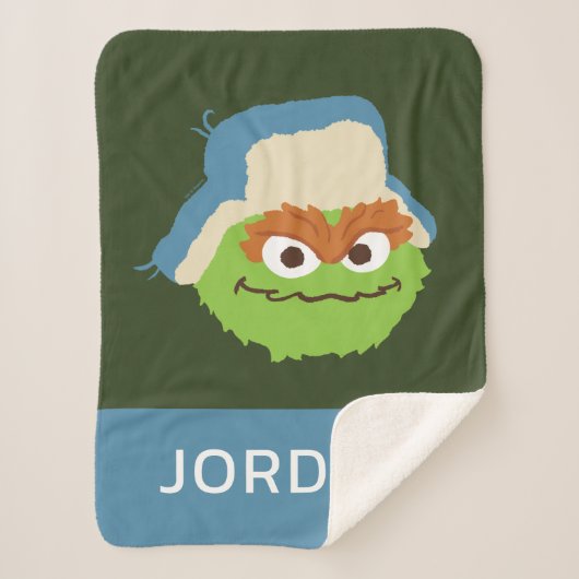 Oscar de Grouch Woodland Face | Jouw namen toevoeg Sherpa Deken (Voorkant)