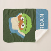Oscar de Grouch Woodland Face | Jouw namen toevoeg Sherpa Deken (Voorkant (horizontaal))