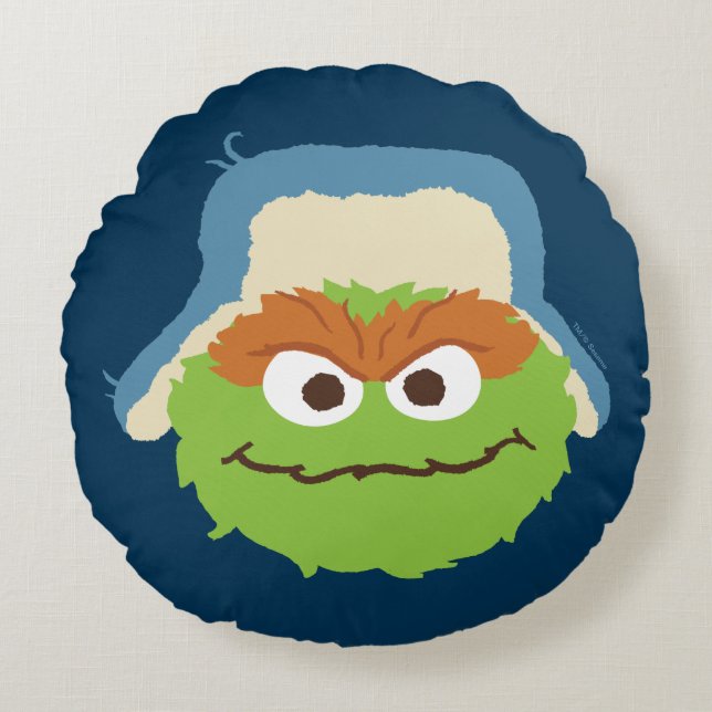 Oscar de Grouch Woodland Face Rond Kussen (Voorkant)