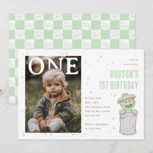 Oscar de Gruwelijke Groene Confetti Eerste Verjaar Kaart