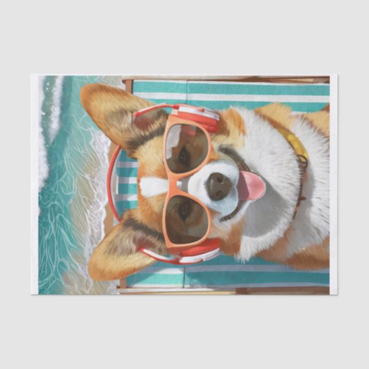 Oscar doet de Riviera, Corgi Genietend van het Lev Tissuepapier (Voorkant)