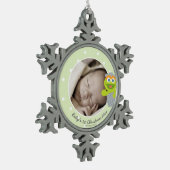 Oscar | Eerste Kerstmis baby - Jouw naam toevoegen Tin Sneeuwvlok Ornament (Links)