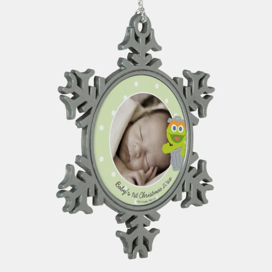 Oscar | Eerste Kerstmis baby - Jouw naam toevoegen Tin Sneeuwvlok Ornament (Links)
