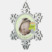 Oscar | Eerste Kerstmis baby - Jouw naam toevoegen Tin Sneeuwvlok Ornament (Rechts)