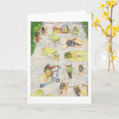 Oscar en Cassandra en hun vrienden Cicada Kaart (Gele Bloem)