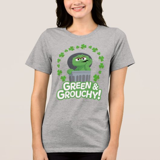 Oscar | Groen & Grouchy! Tri-Blend Shirt (Voorkant)