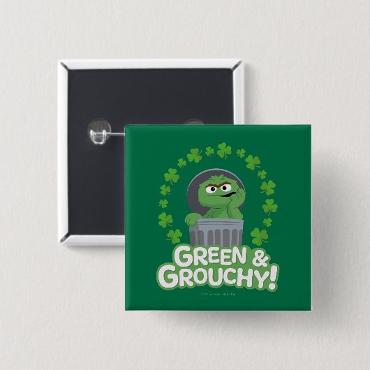 Oscar | Groen & Grouchy! Vierkante Button 5,1 Cm (Voorkant /achterkant)