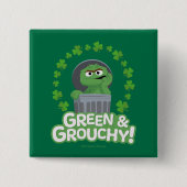 Oscar | Groen & Grouchy! Vierkante Button 5,1 Cm (Voorkant)