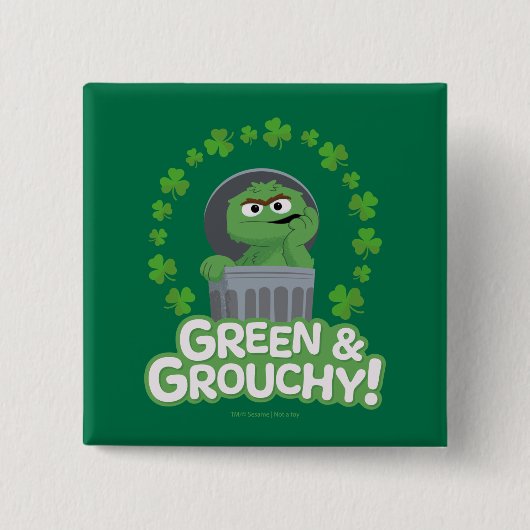 Oscar | Groen & Grouchy! Vierkante Button 5,1 Cm (Voorkant)