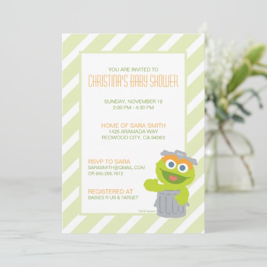 Oscar het Grouch Baby shower nodigt uit Kaart (Staand voorkant)
