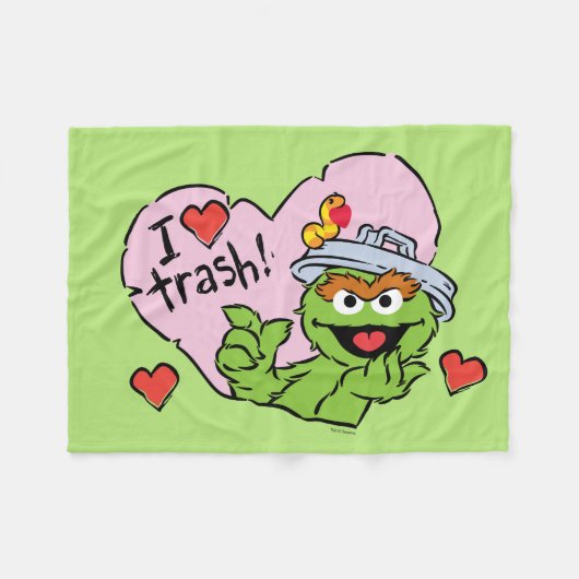 Oscar "I Love Trash"-Valentijn Fleece Deken (Voorkant (Horizontaal))