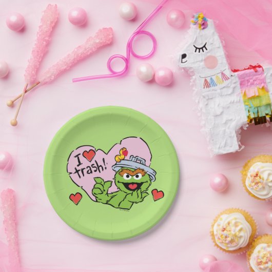 Oscar "I Love Trash"-Valentijn Papieren Bordje (Feest)