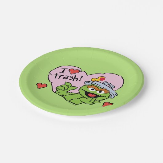 Oscar "I Love Trash"-Valentijn Papieren Bordje (Gekanteld)