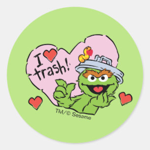 Oscar "I Love Trash"-Valentijn Ronde Sticker