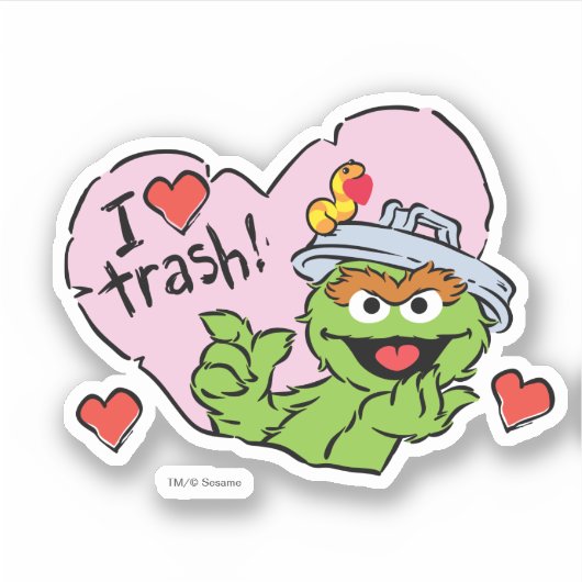 Oscar "I Love Trash"-Valentijn Sticker (Voorkant)