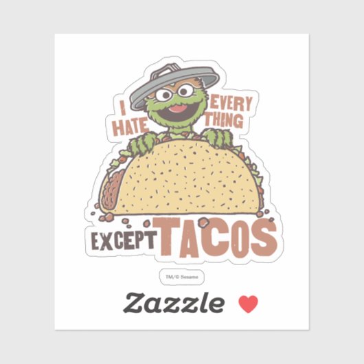 Oscar ik haat alles behalve Tacos Sticker (Vel)