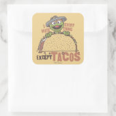 Oscar ik haat alles behalve Tacos Vierkante Sticker (Tas)