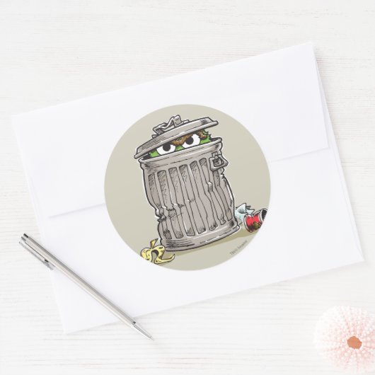  Oscar in vuilnis Ronde Sticker (Envelop)