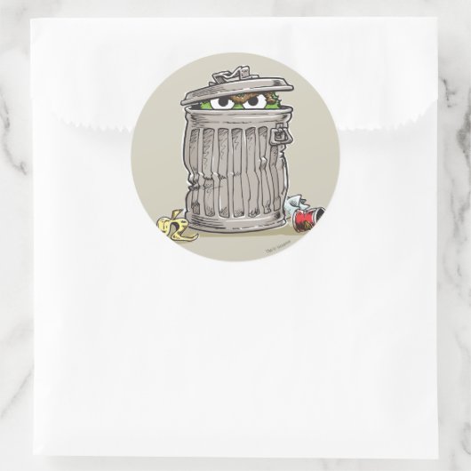 Oscar in vuilnis Ronde Sticker (Tas)