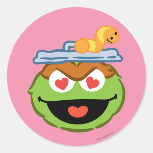 Oscar Lachende Gezicht met Hartvormige Ogen Ronde Sticker (Voorkant)