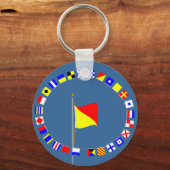 Oscar Man Overboard Nautical Signal Flag Sleutelhanger (Voorkant)