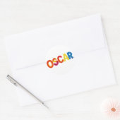 OSCAR-naam in levendig haakpatroon Ronde Sticker (Envelop)