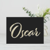 Oscar Name white gold Handwriting Karte Kaart (Staand voorkant)