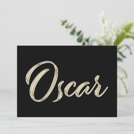 Oscar Name white gold Handwriting Karte Kaart (Staand voorkant)