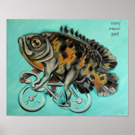 Oscar op een fiets poster