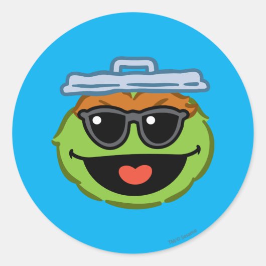 Oscar Smiling Face met zonnebril Ronde Sticker (Voorkant)