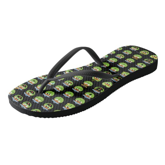 Oscar the Grouch Emoji Pattern Teenslippers (Schuin)