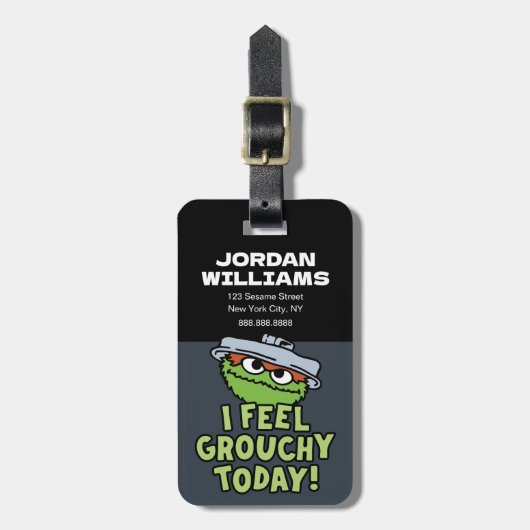 Oscar the Grouch | I Voel Grouchy | Jouw namen toe Bagagelabel (Voorkant verticaal)