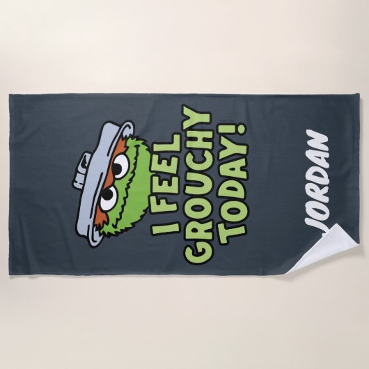 Oscar the Grouch | I Voel Grouchy | Naam toevoegen Strandlaken (Voorkant)
