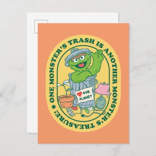 Oscar the Grouch | Monster Treasure Badge Briefkaart (Voorkant / Achterkant)
