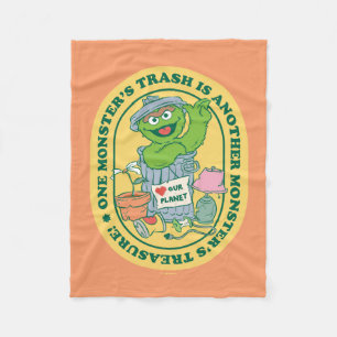 Oscar the Grouch   Monster Treasure Badge Fleece Deken
