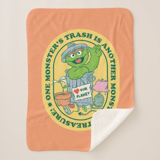 Oscar the Grouch | Monster Treasure Badge Sherpa Deken (Voorkant)