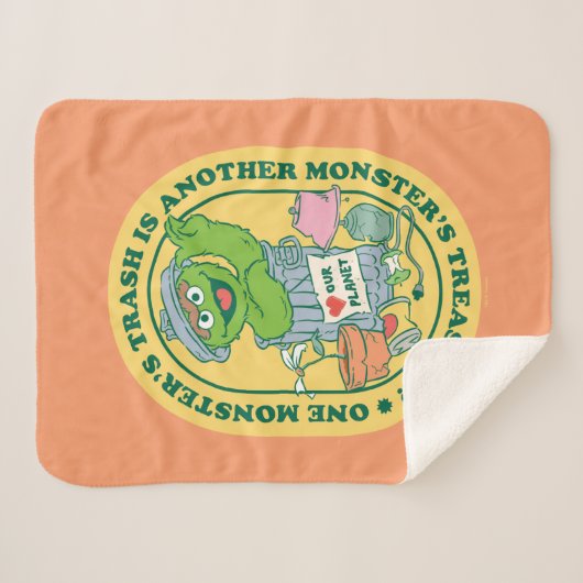 Oscar the Grouch | Monster Treasure Badge Sherpa Deken (Voorkant (horizontaal))