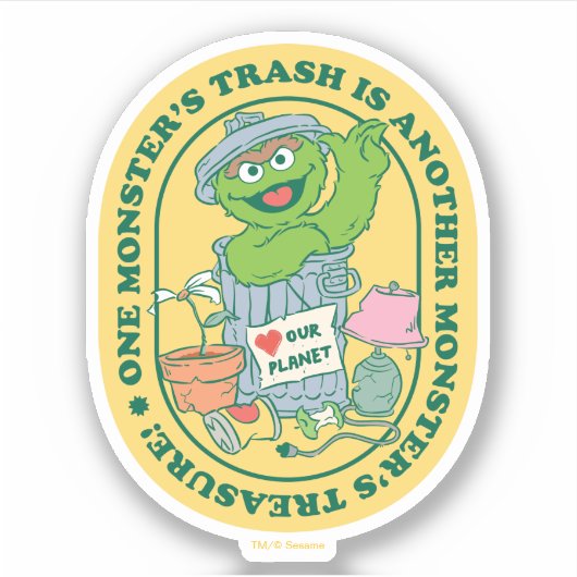 Oscar the Grouch | Monster Treasure Badge Sticker (Voorkant)