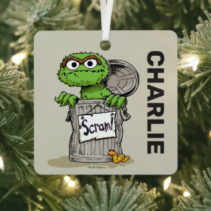 Oscar the Grouch   Persoonlijke naam met foto Metalen Ornament