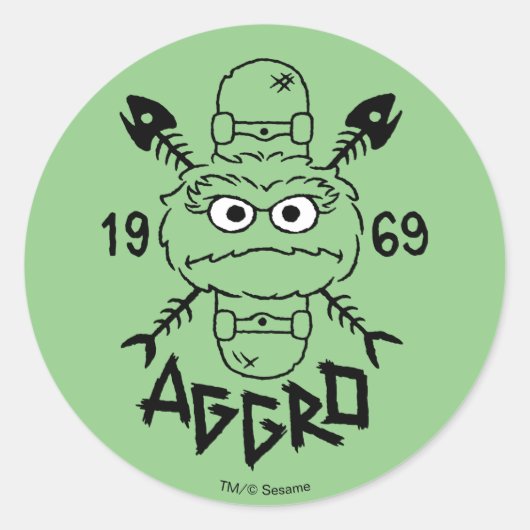Oscar the Grouch Schaats Logo - Aggro 1969 Ronde Sticker (Voorkant)