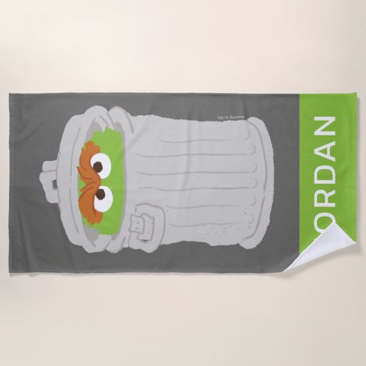 Oscar the Grouch & z'n vuilnisbak | Jouw namen toe Strandlaken (Voorkant)