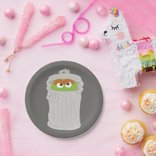 Oscar the Grouch & z'n vuilnisbak Papieren Bordje (Feest)